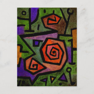Postal Rosas heroicos de Paul Klee Abstract Art Postcard