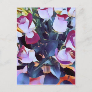 POSTAL ROSAS HÍBRIDOS DE PINK ABSTRACTOS