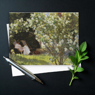 Postal Rosas. Marie Krøyer sentada en la tumbona