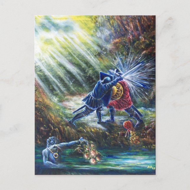 Postal ROSAS olvidados luchan contra caballeros, dinero y (Anverso)