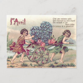 Postal Rosas Olvídame Carrito de Pescado