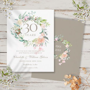 Postal Rosas para Aniversario de 30 Años en Garland de Gu
