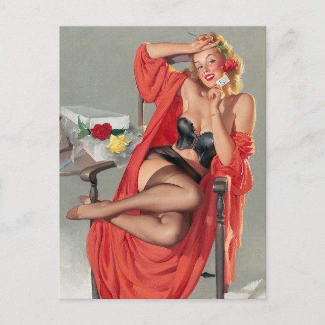 Postal Rosas Pin Up (Anverso)