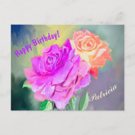 Postal Rosas pintadas a mano hermosas para ocasiones espe