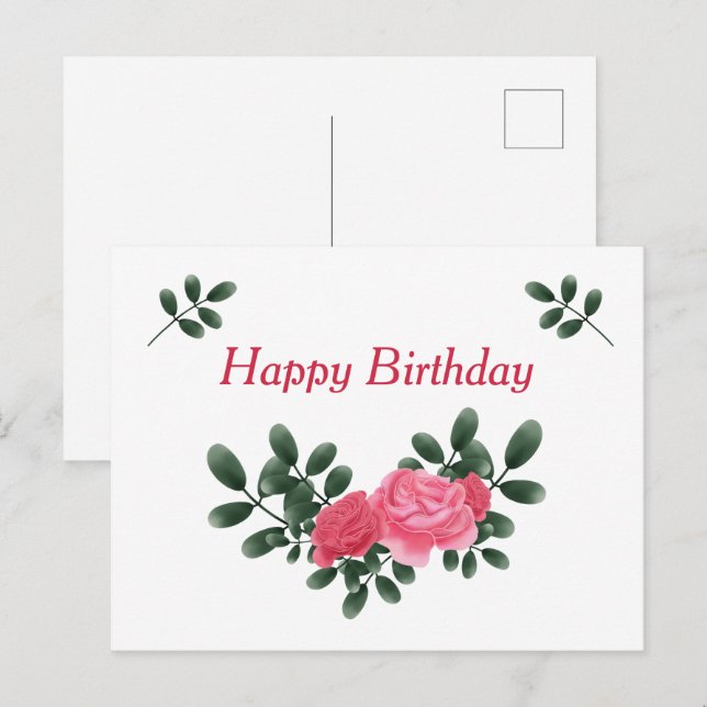 Postal Rosas por cumpleaños (Anverso / Reverso)