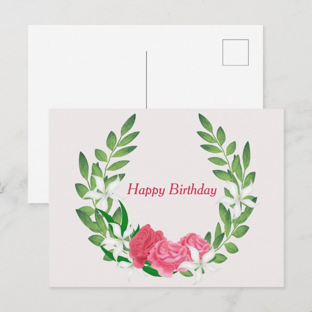 Postal Rosas por cumpleaños (Anverso / Reverso)