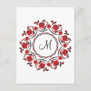 Postal Rosas que llaman Monograma personalizado inicial