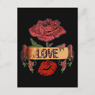 Postal Rosas Rockabilly RAB, Amor y Pintalabios