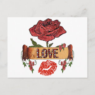 Postal Rosas Rockabilly RAB, Amor y Pintalabios