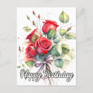 Postal Rosas Rojas Antiguas Lindas