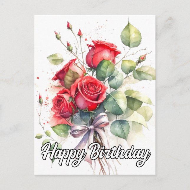 Postal Rosas Rojas Antiguas Lindas (Anverso)