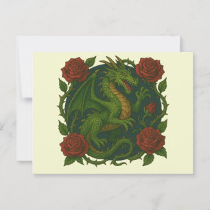 Postal Rosas rojas del Dragón Verde
