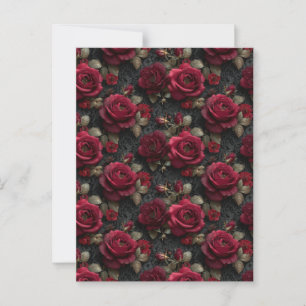Postal Rosas rojas románticas y oscuras en encaje negro