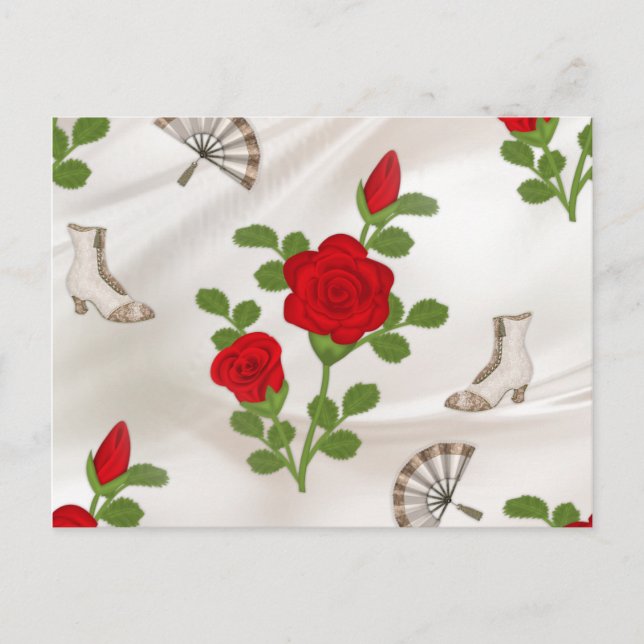 Postal Rosas rojas vintage (Anverso)