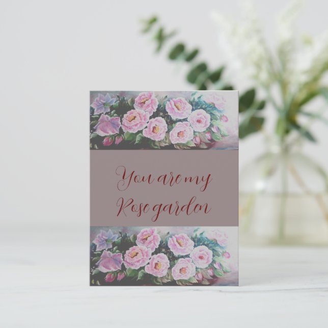 Postal Rosas Romantc PINK WILD PINTAN POSTCARD (Anverso de pie)