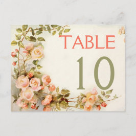 Postal Rosas románticos vintage número de tabla boda