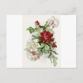 Postal Rosas rosa victoriano vintage