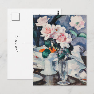 Postal Rosas rosadas en un jarrón de vidrio Samuel John