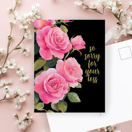 Postal Rosas Rosadas LO SENTIMOS POR LA PÉRDIDA Condolenc