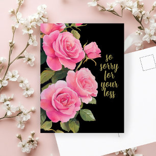 Postal Rosas Rosadas LO SENTIMOS POR LA PÉRDIDA Condolenc
