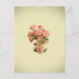 Postal Rosas rosadas vintage. Flores retro