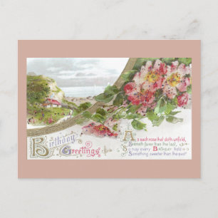 Postal Rosas silvestres y cumpleaños de la Vignette Vinta