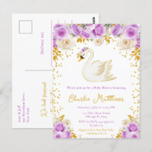 Rosas Swan Purple y Gold Baby Shower