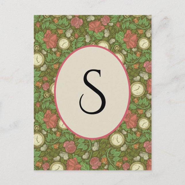 Postal Rosas victorianos de bolsillos de Steampunk (Anverso)