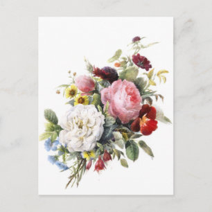 Postal Rosas victorianos de época y otras flores hermosas