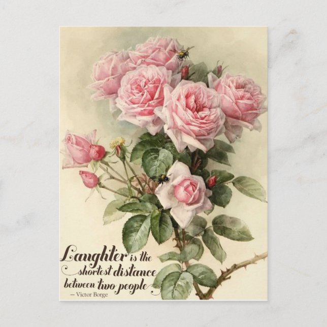 Postal Rosas victorianos de Shabby Chic Pink (Anverso)