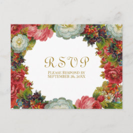 Postal Rosas victorianos Vintage Floral Boda otoñal RSVP