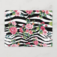 rosas vintage de moda y estampado de cebra