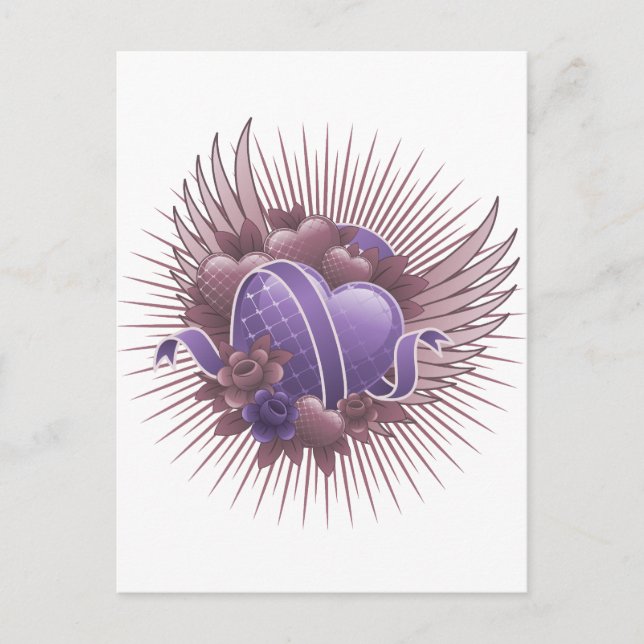 Postal Rosas y alas del corazón (Anverso)