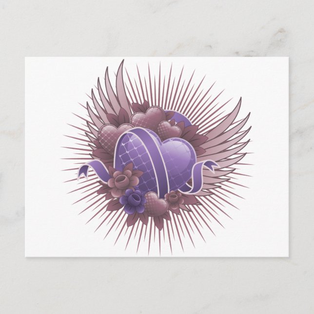 Postal Rosas y alas del corazón (Anverso)