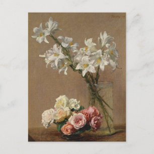 Postal Rosas y lienzos de pintura franceses de época