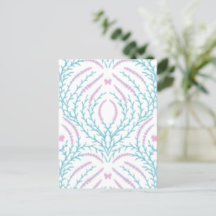 Postal Rosas y mariposas silvestres /rosa/verde pálido/am