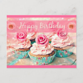 Postal Rosas y pasteles