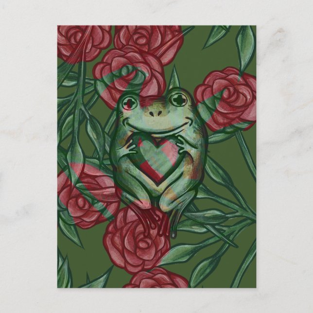 Postal Rose Frog Roses Frogs Pattern Rosey Froggy         (Anverso)