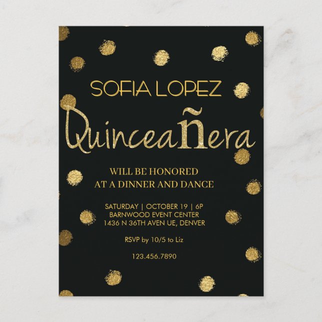 Postal Rose Gold Glitter Elegant Quinceañera  (Anverso)