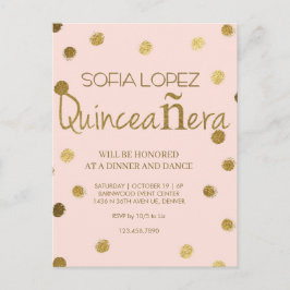 Postal Rose Gold Glitter Elegant Quinceañera 