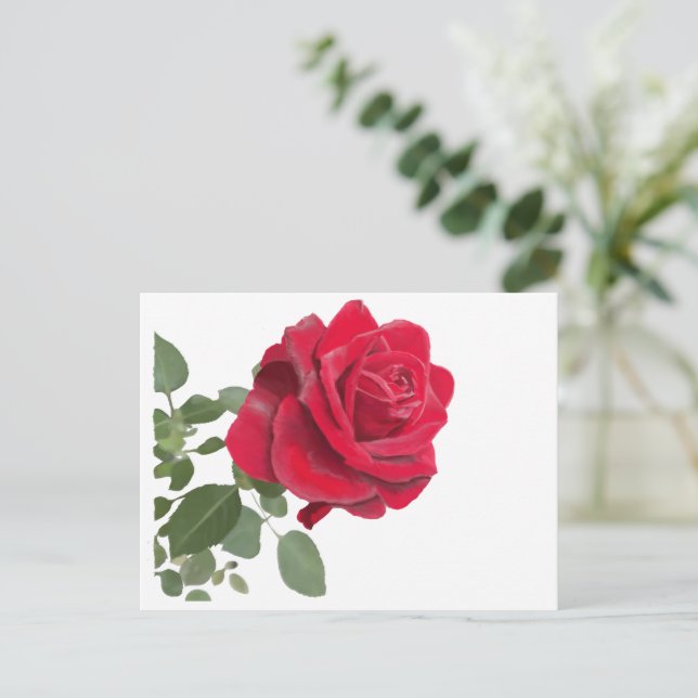 Postal Rose rouge peinture (Anverso de pie)