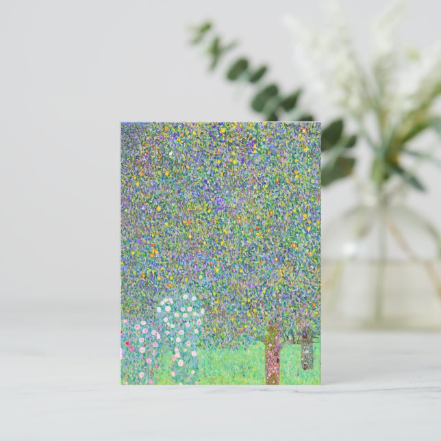 Postal Rosebushes de Gustav Klimt bajo la pintura del árb (Anverso de pie)