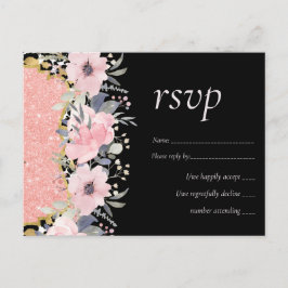 Postal Rosegold BODA Girly Purpurina Floral Rosa Glam
