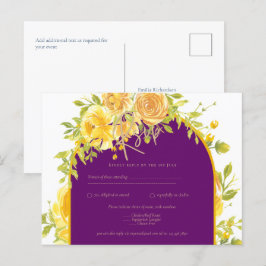 Postal Roses Amarillos Magenta Pluma Boda de Oro Púrpura