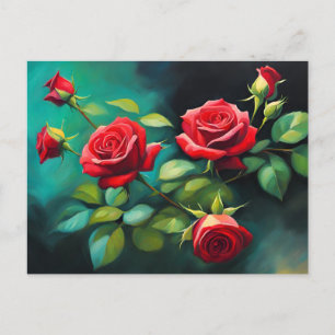 Postal Roses rojas vibrantes