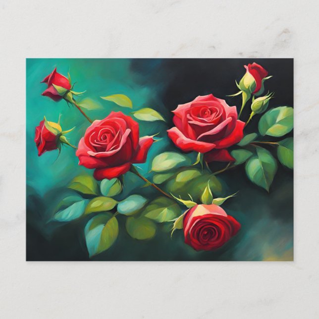 Postal Roses rojas vibrantes (Anverso)