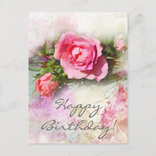 Postal Roses rosados románticos fondo de trituración