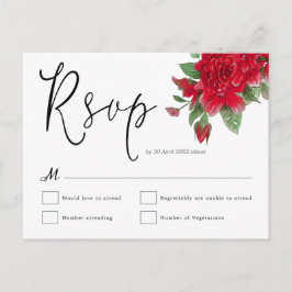 Postal Roses Roses Rojos Florales Leaf Script Wedding RSV