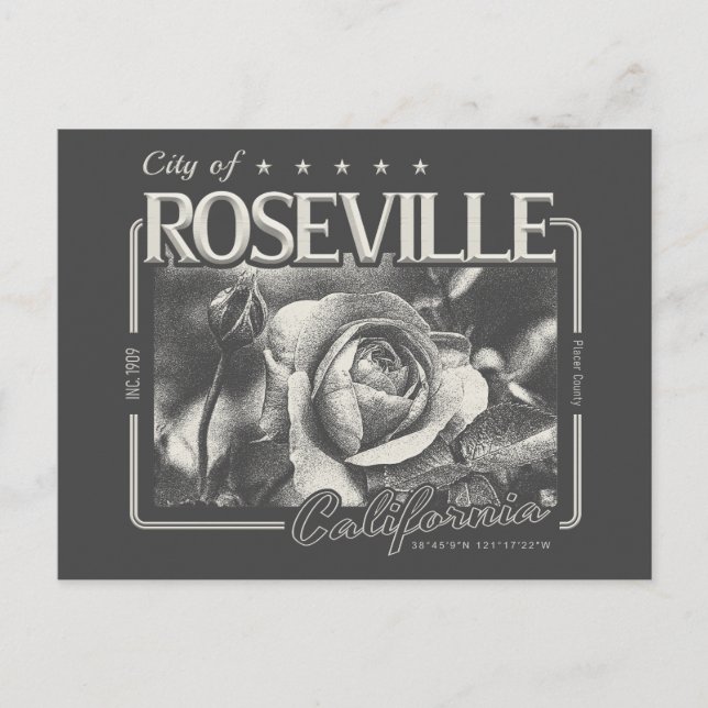 POSTAL ROSEVILLE CALIFORNIA VINTAGE - CIUDAD DE ROSEVILLE (Anverso)
