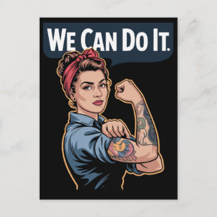Postal Rosie la Riveter moderna con tatuajes - Podemos ha